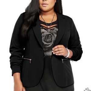 Black Mock Zipper Pocket Blazer